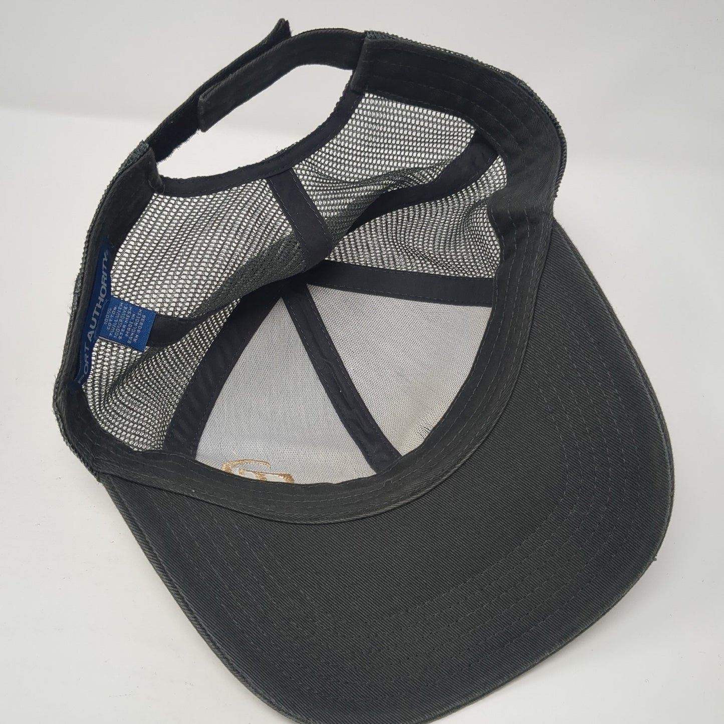 Port Authority Strapback Mesh Back Trucker Hat Gray One Size Logo
