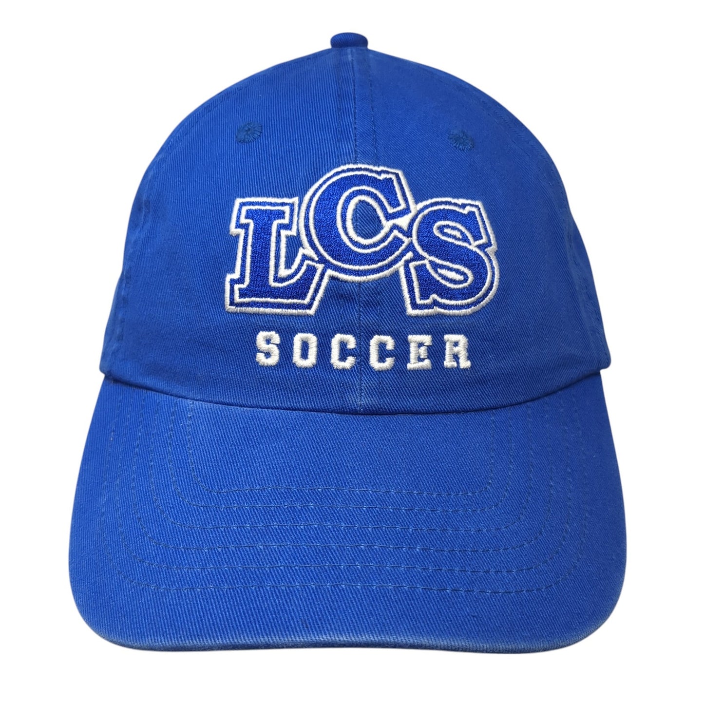 LCS Soccer Slideback Hat Blue One Size Adjustable Embroidered Big X