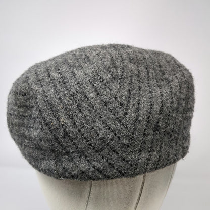 Dobbs Newsboy Cap Gray XL Wool Pinstripe Made in USA Satin Lining Pattern Hat