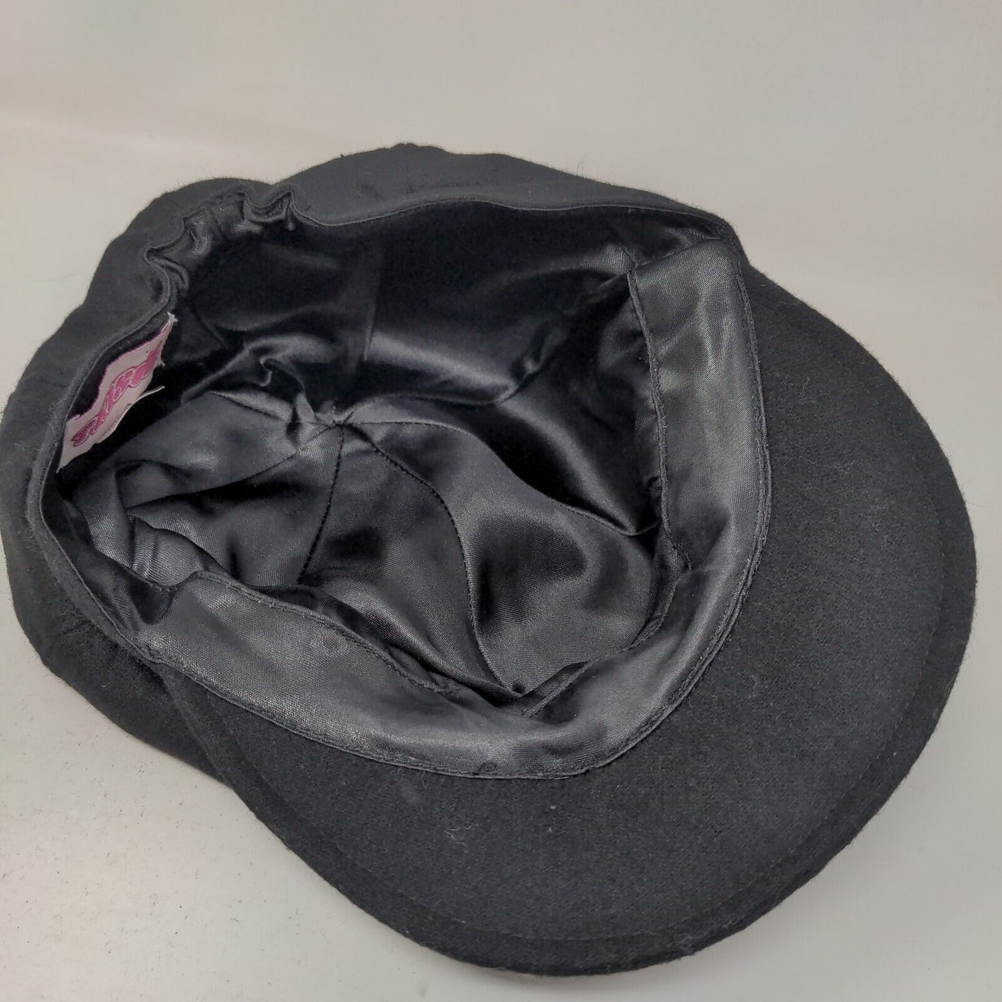 Trixie Women's Cadet Cap Black Polyester Wool Blend Flower Accent