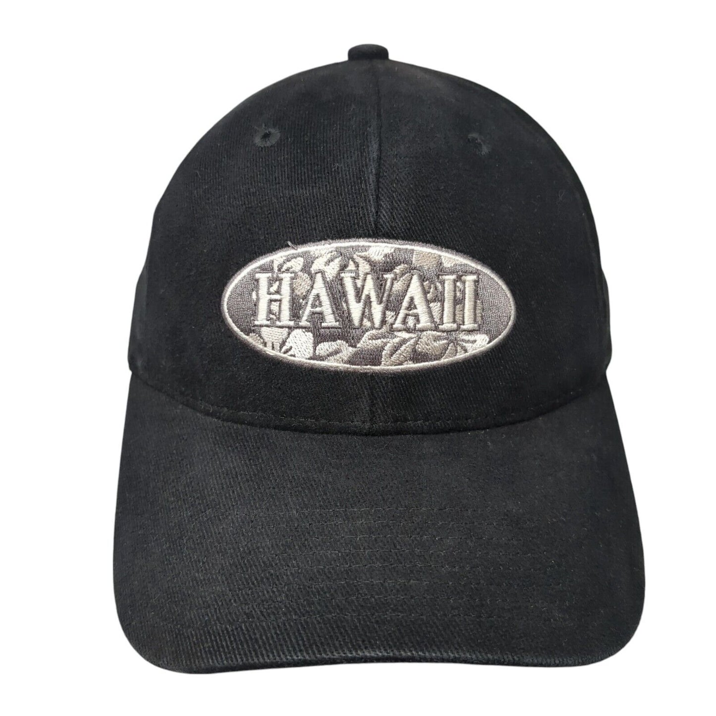 Hawaii Fitted Hat Black One Size Embroidered Solid Vent Holes Hawaiian