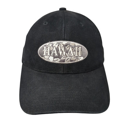Hawaii Fitted Hat Black One Size Embroidered Solid Vent Holes Hawaiian