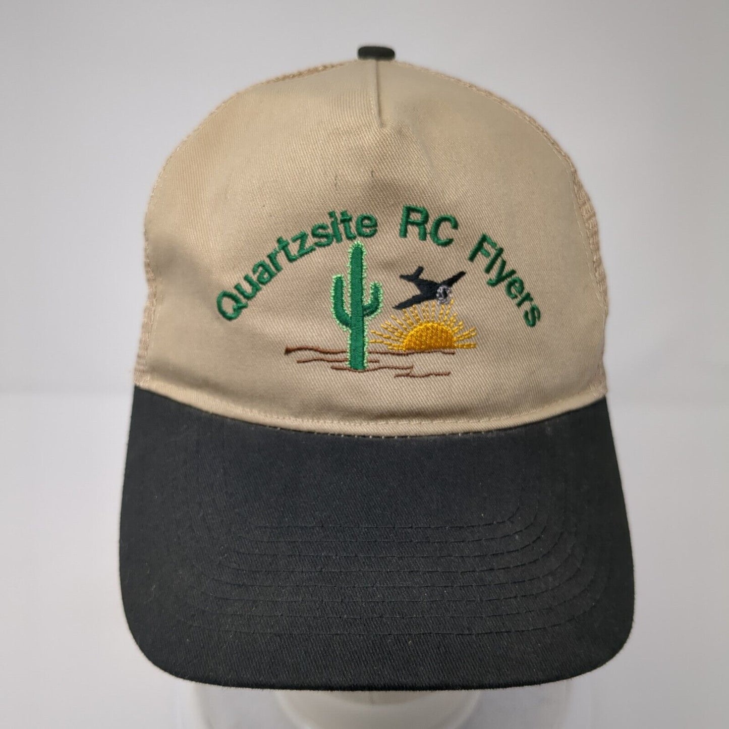 Quartzsite RC Flyers Strapback Trucker Hat Tan OS Adjustable Embroidered Mesh