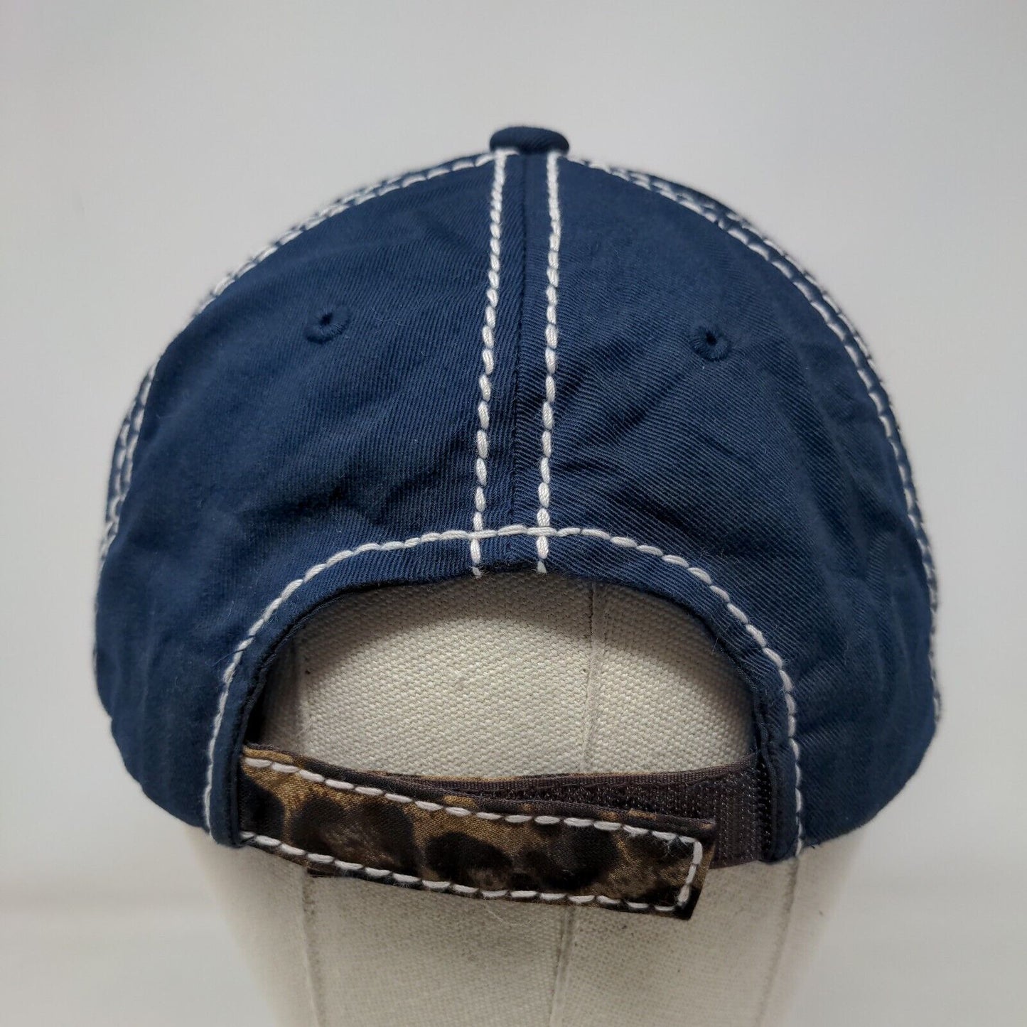 Happy Camper Strapback Hat Blue One Size KB ETHOS Vintage Distressed