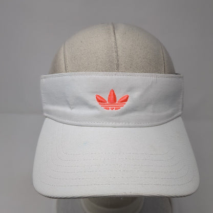 Adidas Strapback Sun Visor Hat White One Size Adjustable Embroidered Trefoil