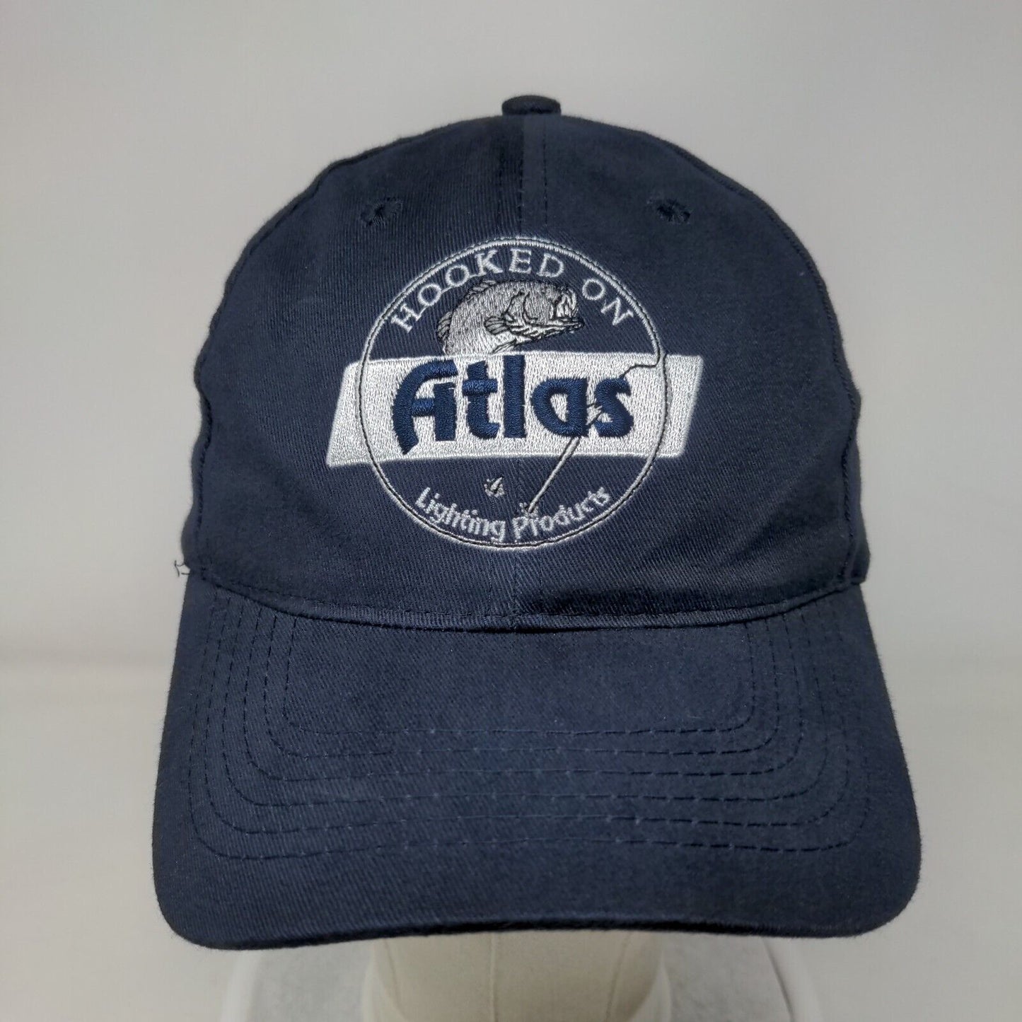 Hooked On Atlas Lighting Products Strapback Hat Blue One Size Embroidered