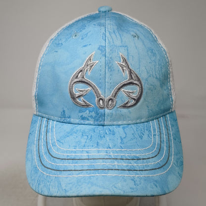 Realtree Fishing Trucker Hat Blue One Size Hook Logo Mesh Back Snapback Cap