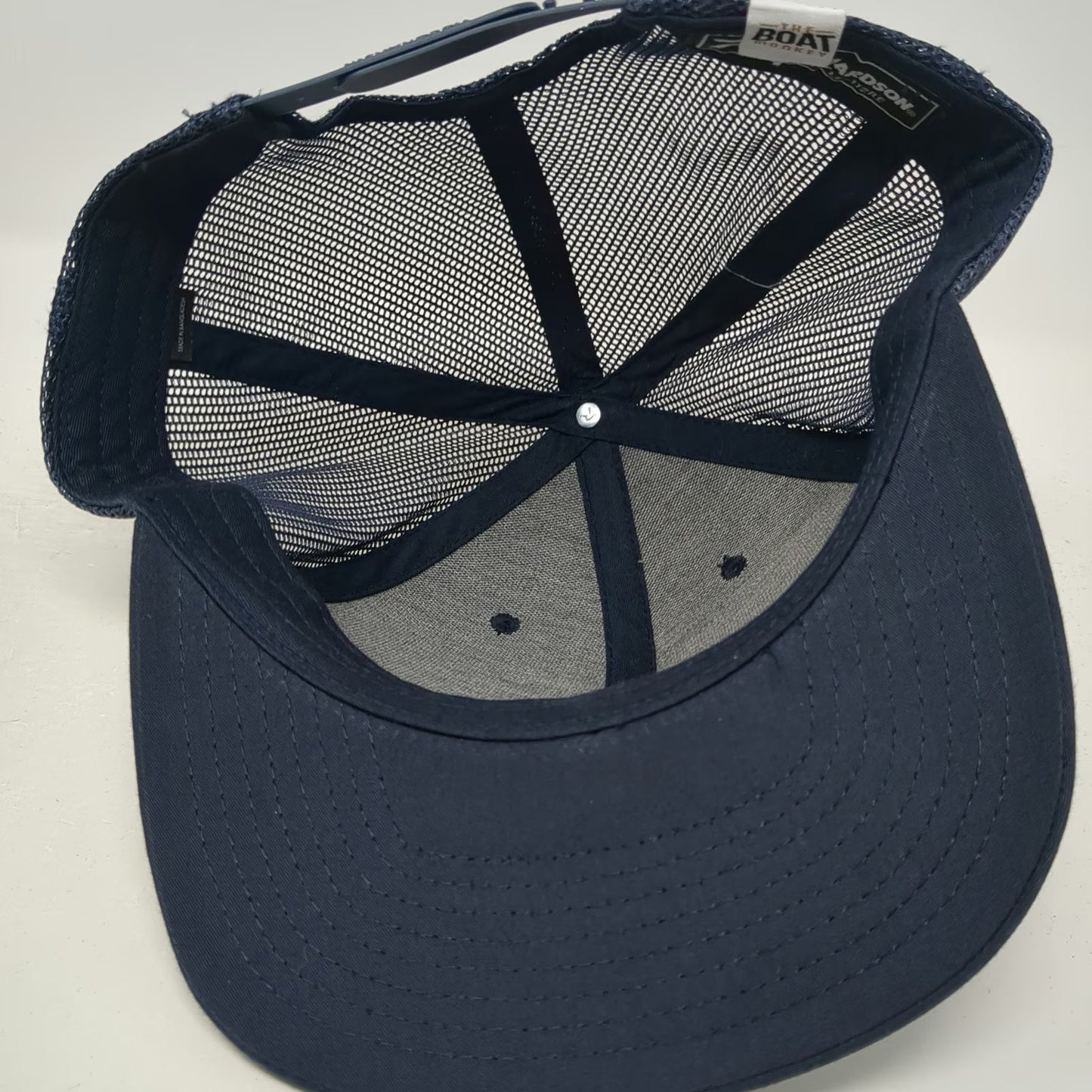 Richardson Trucker Hat Blue One Size Snapback The Boat Monkey Mesh Embroidered