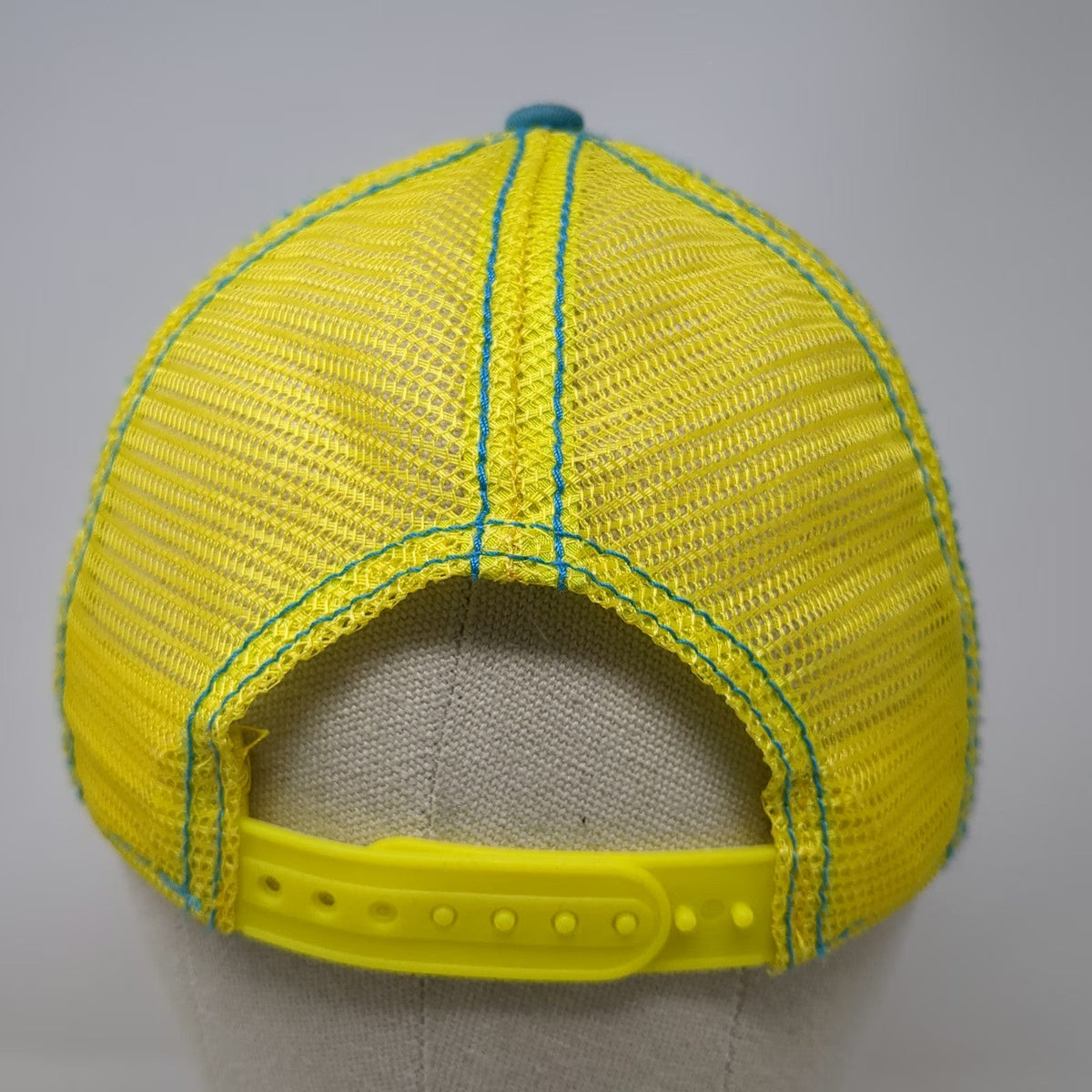Pistil Trucker Hat Blue Yellow Orange One Size Mesh Snapback Logo Stitching