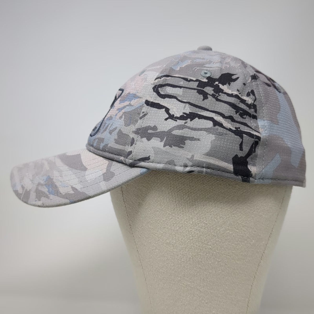 Under Armour Baseball Cap Gray Camo Fitted L Performance Logo Patch Flex Hat