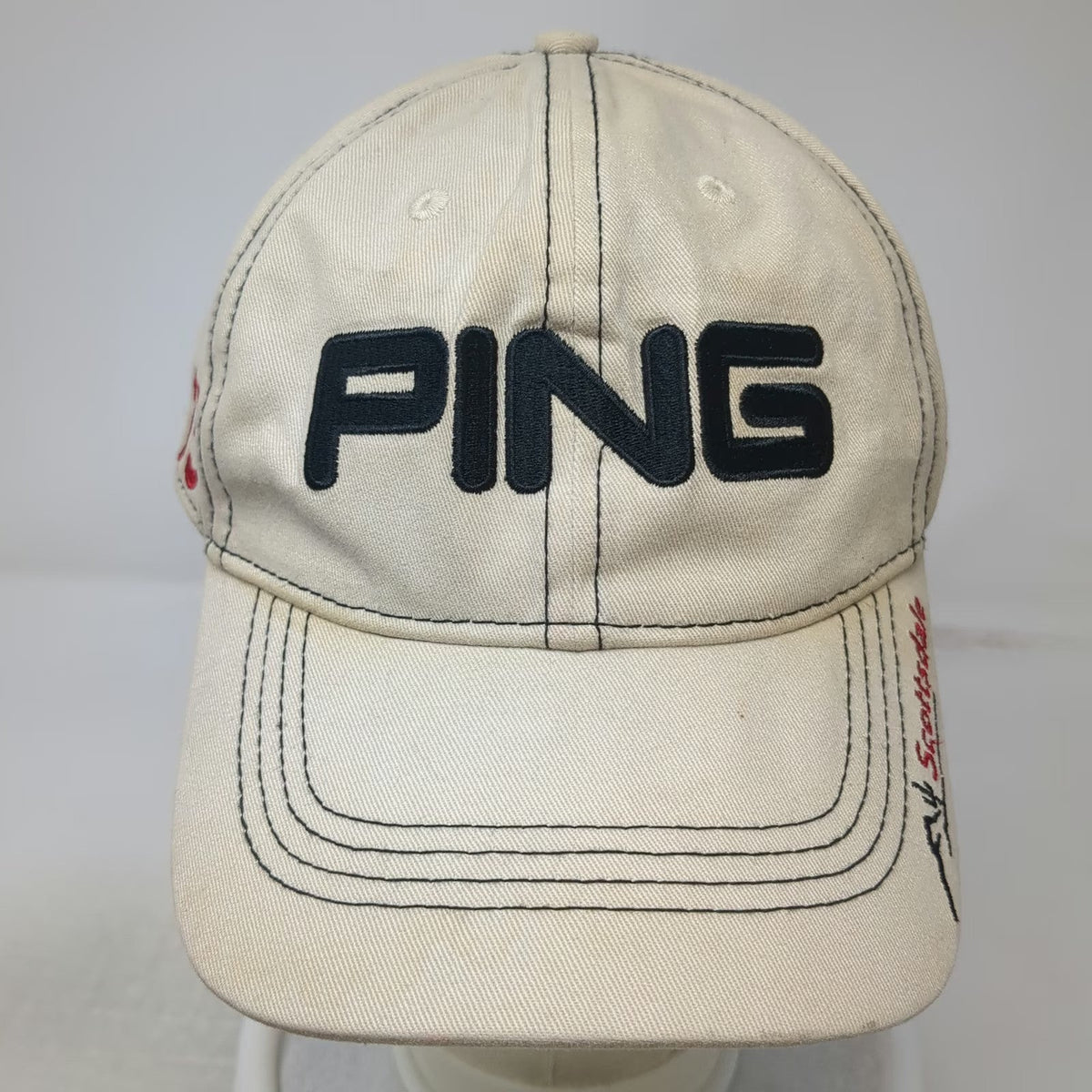 Ping Baseball Cap Beige OSFM Scottsdale G15 K15 Golf Hat Slideback Embroidered