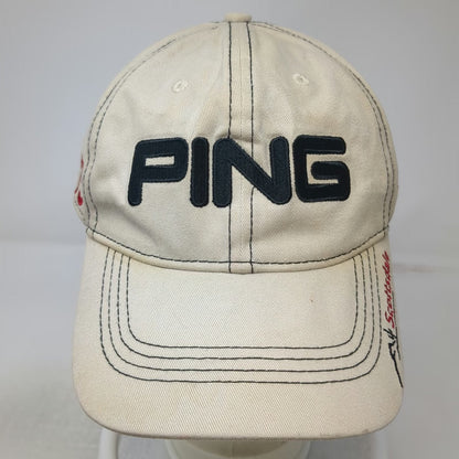 Ping Baseball Cap Beige OSFM Scottsdale G15 K15 Golf Hat Slideback Embroidered