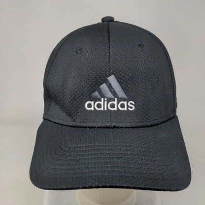 Adidas 3 Stripes Fitted Hat Black Large/XL Embroidered Logo 6 Panel