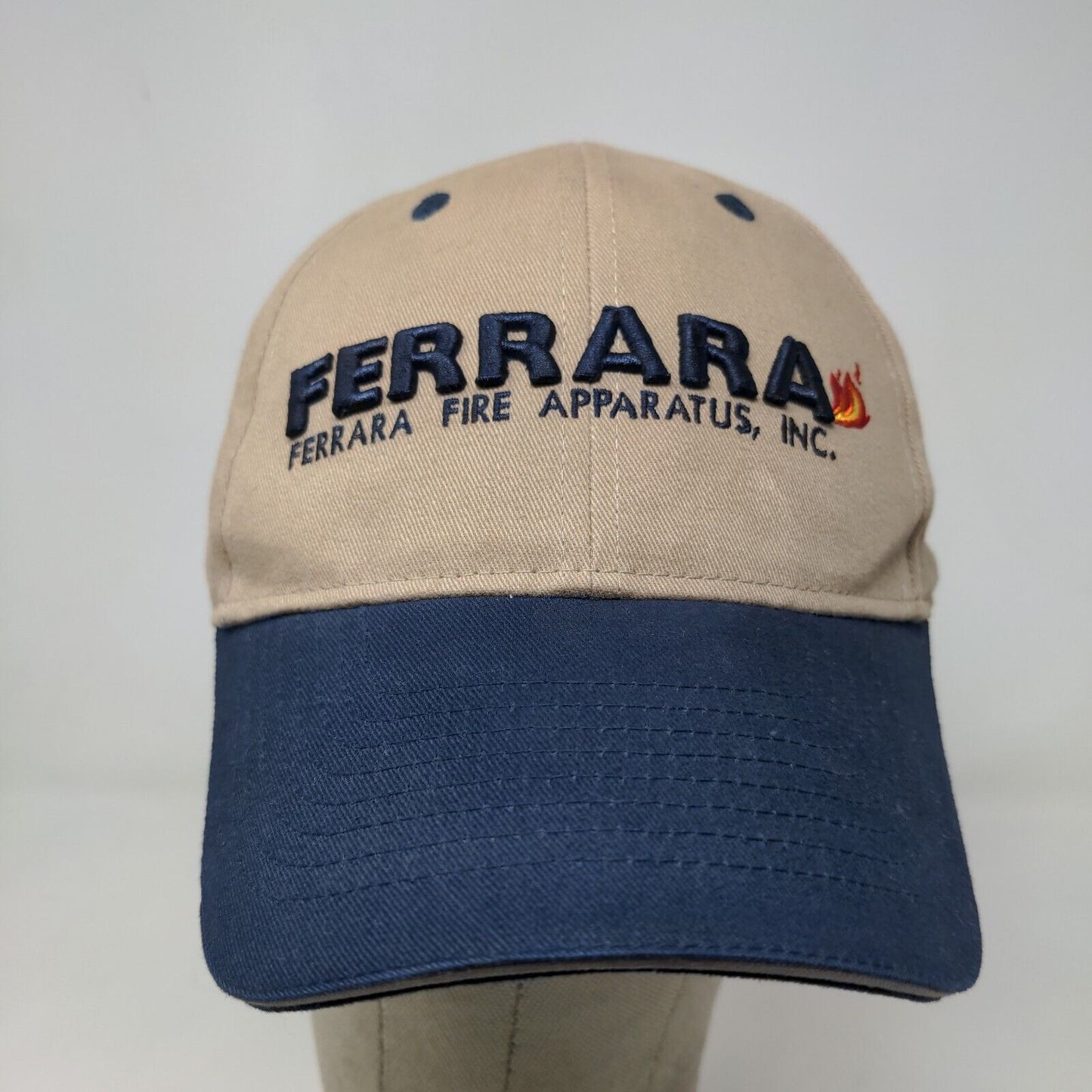 Ferrara Fire Men's Strapback Hat Tan Adjustable Embroidered Logo