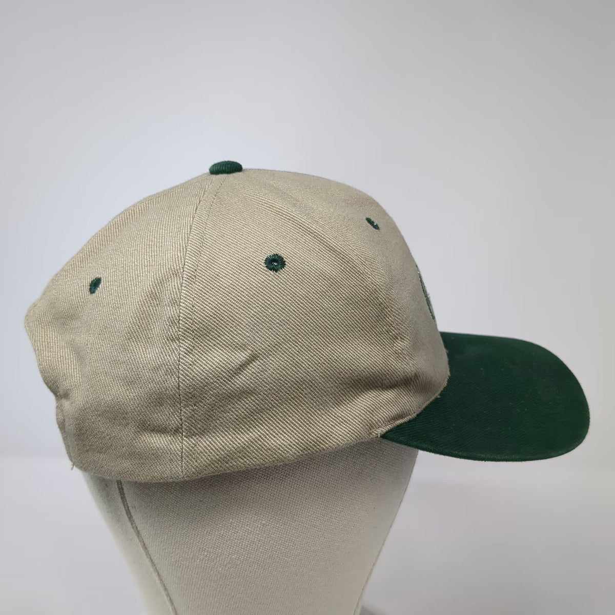 KC Snapback Beige Green One Size Enjoy Coca-Cola Logo Two Tone 6 Panel Hat
