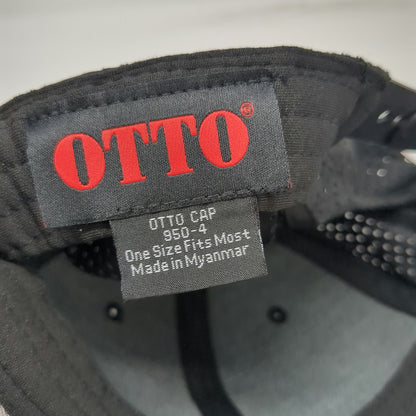 OTTO Trucker Hat Black One Size Stitchx Embroidery Screenprinting Mesh Flat Brim