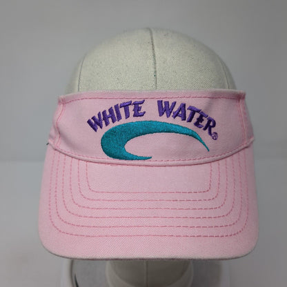 White Water Strapback Sun Visor Hat Pink One Size Adjustable Embroidered Logo