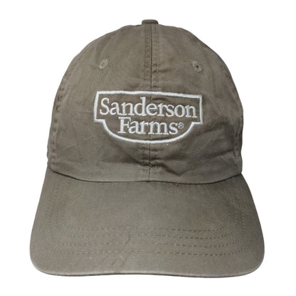 Sanderson Farms Strapback Hat Tan One Size Embroidered 6 Panel Classic Cut Ahead