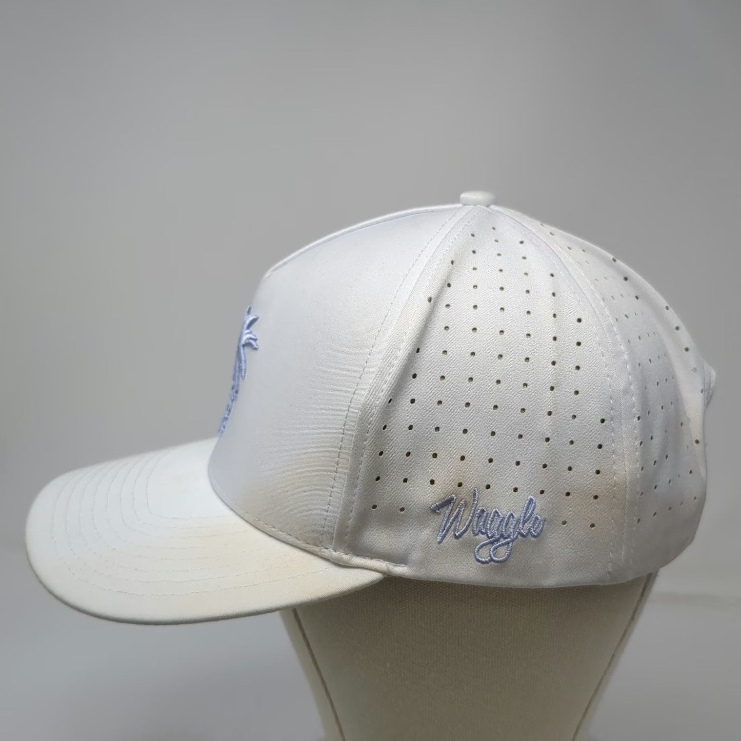 Waggle Trucker Hat White One Size Palm Tree Perforated Golf Snapback Breathable