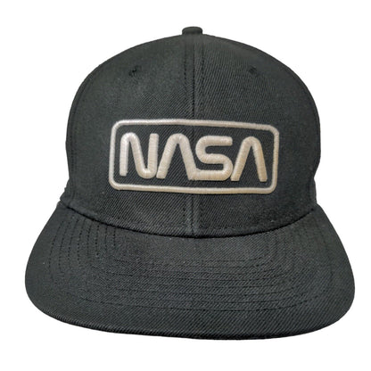 NASA Snapback Hat Black One Size Adjustable Embroidered H3 Headwear 6 Panel