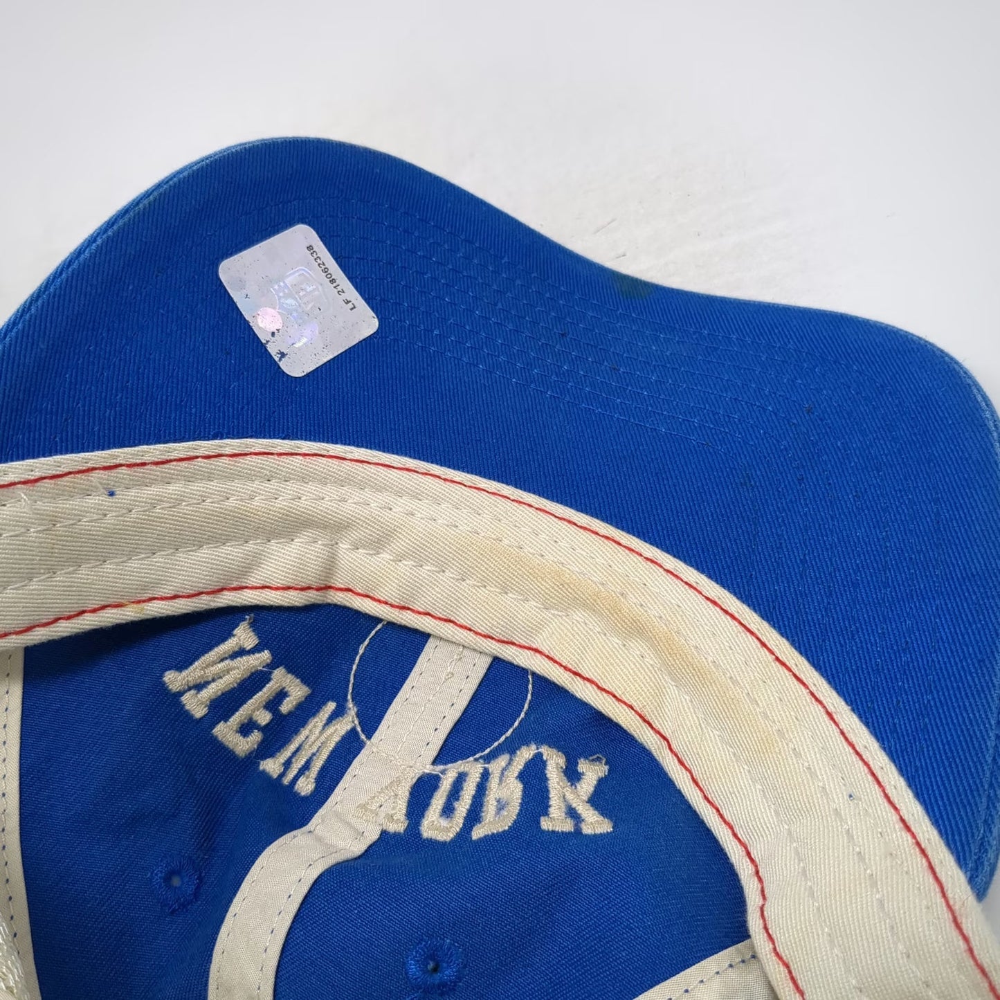 New York Giants NFL Reebok Trucker Hat Blue Beige Red One Size Snapback Mesh