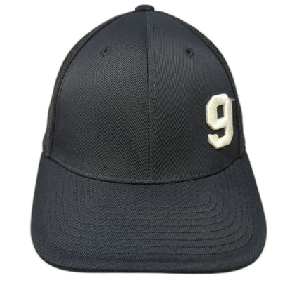 Pacific Headwear Baseball Cap Black 7 3/8 Mesh Back Stretch Fit Hat Number 9
