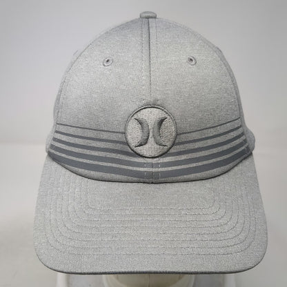 Hurley Snapback Gray One Size Logo Horizontal Stripes Structured Heathered Hat