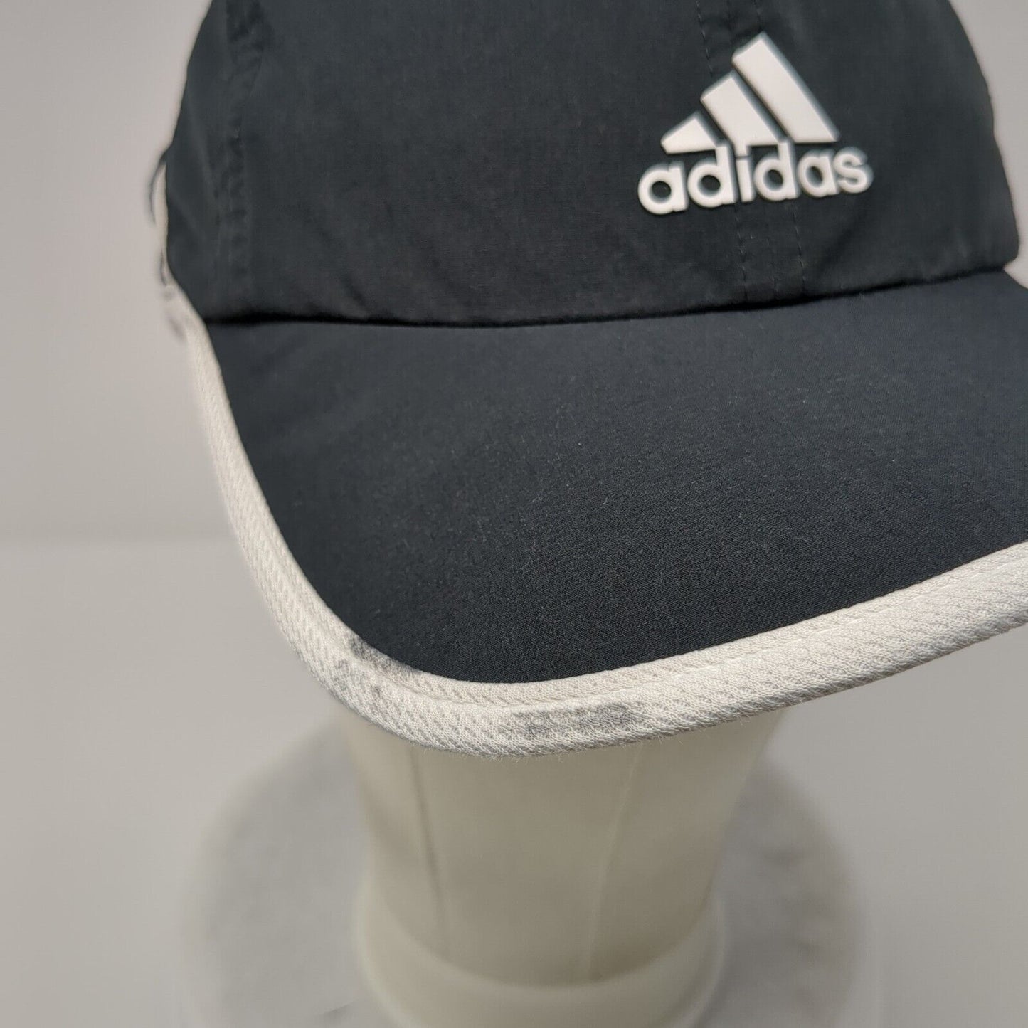 Adidas Aeroready Strapback Hat Black OSFA Mesh 3 Stripes White Trim