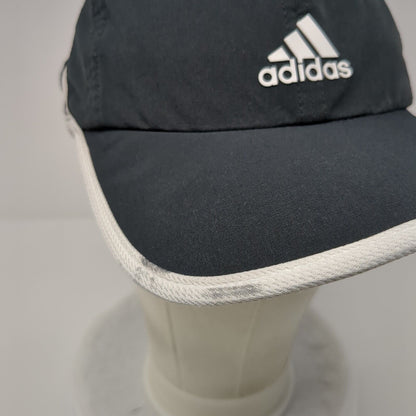 Adidas Aeroready Strapback Hat Black OSFA Mesh 3 Stripes White Trim