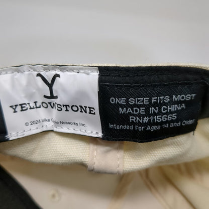 Yellowstone 5 Panel Hat Beige Brown One Size Snapback Braided Rope Cowboy Logo