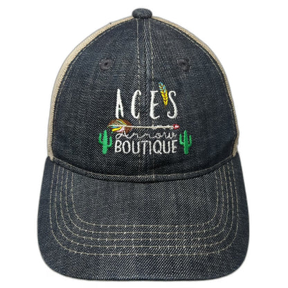 Outdoor Baseball Cap Blue One Size Mesh Back Denim Strapback Boutique Arrow Hat