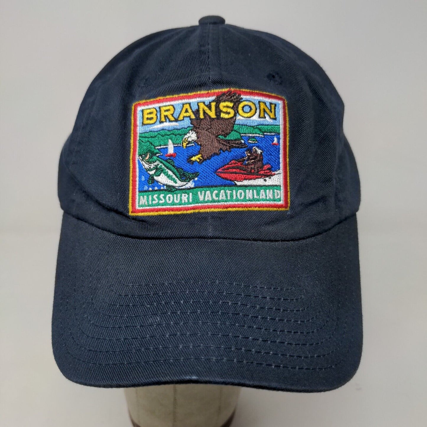 Captain Travel Men's Slideback Hat Blue OSFA Branson Vacationland Missouri