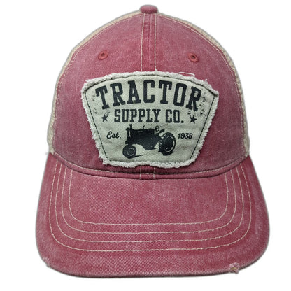 Tractor Supply Co. Trucker Hat Red One Size Snapback Mesh Distressed Patch