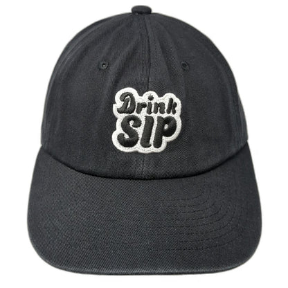 Black Baseball Cap One Size Drink SIP Embroidered Patch Cotton Hat Slideback