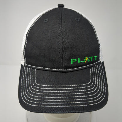PLATT Fitted Trucker Hat Black One Size Adjustable Embroidered Mesh Back 6 Panel
