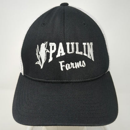 Richardson Baseball Cap Black XL Paulin Farms Corn Logo Mesh Back Hat Stretch