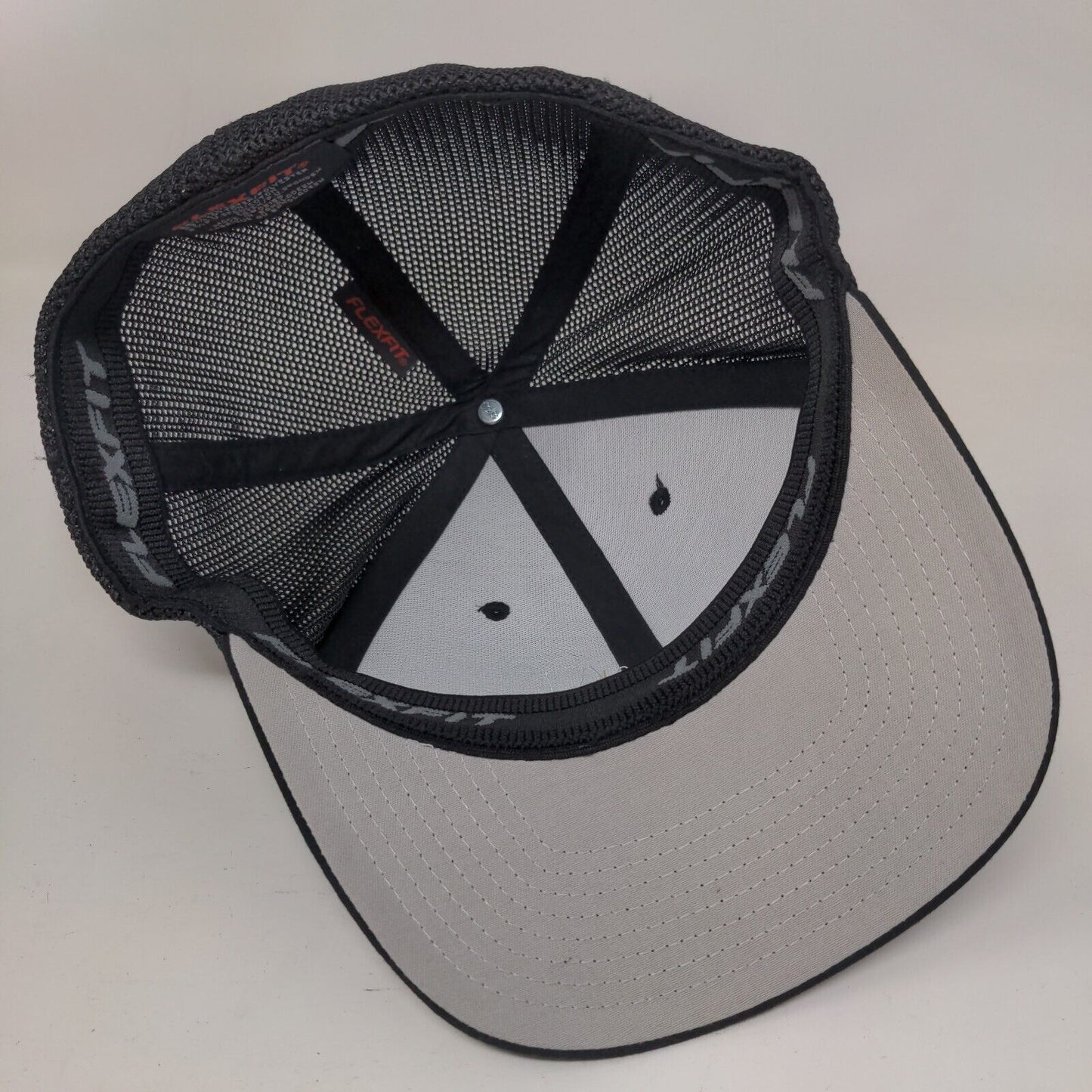 Inland Fitted Mesh Back Trucker Hat Black One Size Embroidered Flexfit