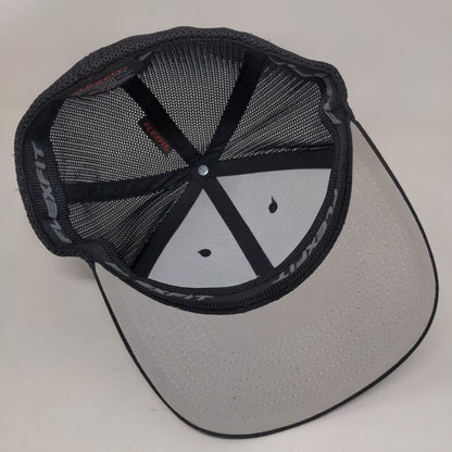 Inland Fitted Mesh Back Trucker Hat Black One Size Embroidered Flexfit