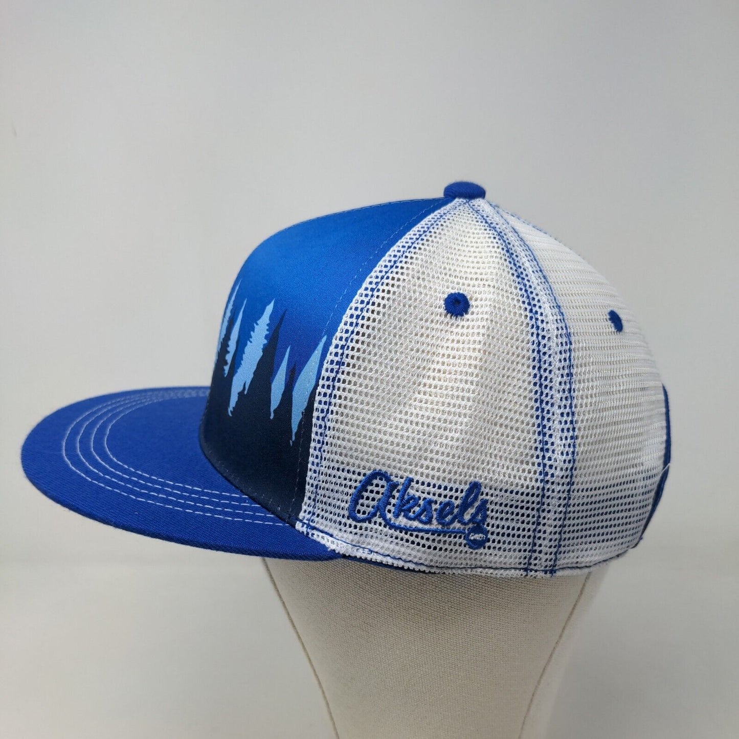 Askels Men's Snapback Mesh Back Hat Blue White Graphic Sasquatch Colorado Logo