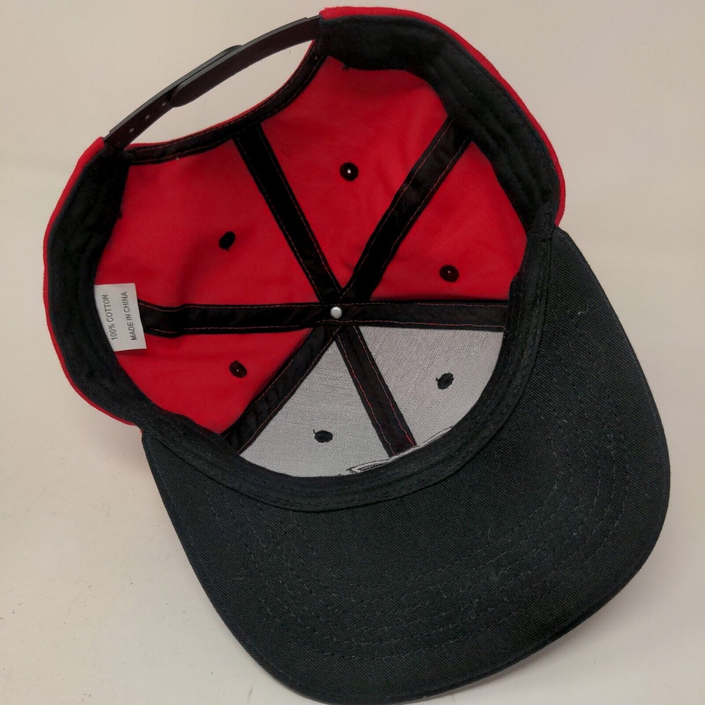 Unbranded Men's Snapback Hat Red Black Embroidered Logo Adjustable California