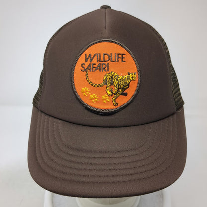Wildlife Safari Brown Trucker Hat One Size Mesh Snapback Running Cheetah Patch