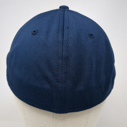 Athletic Works Baseball Cap Blue M Blank Fitted Performance Mesh Stretch Fit Hat