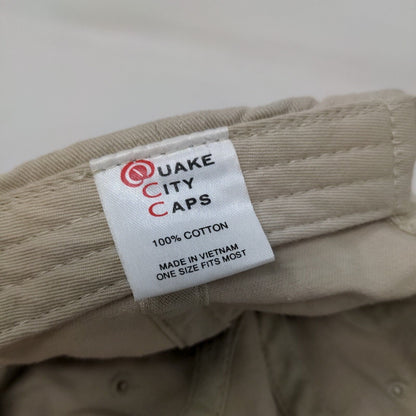 Trinity Slideback Hat Tan OSFM Adjustable Embroidered Quake City Caps Cotton