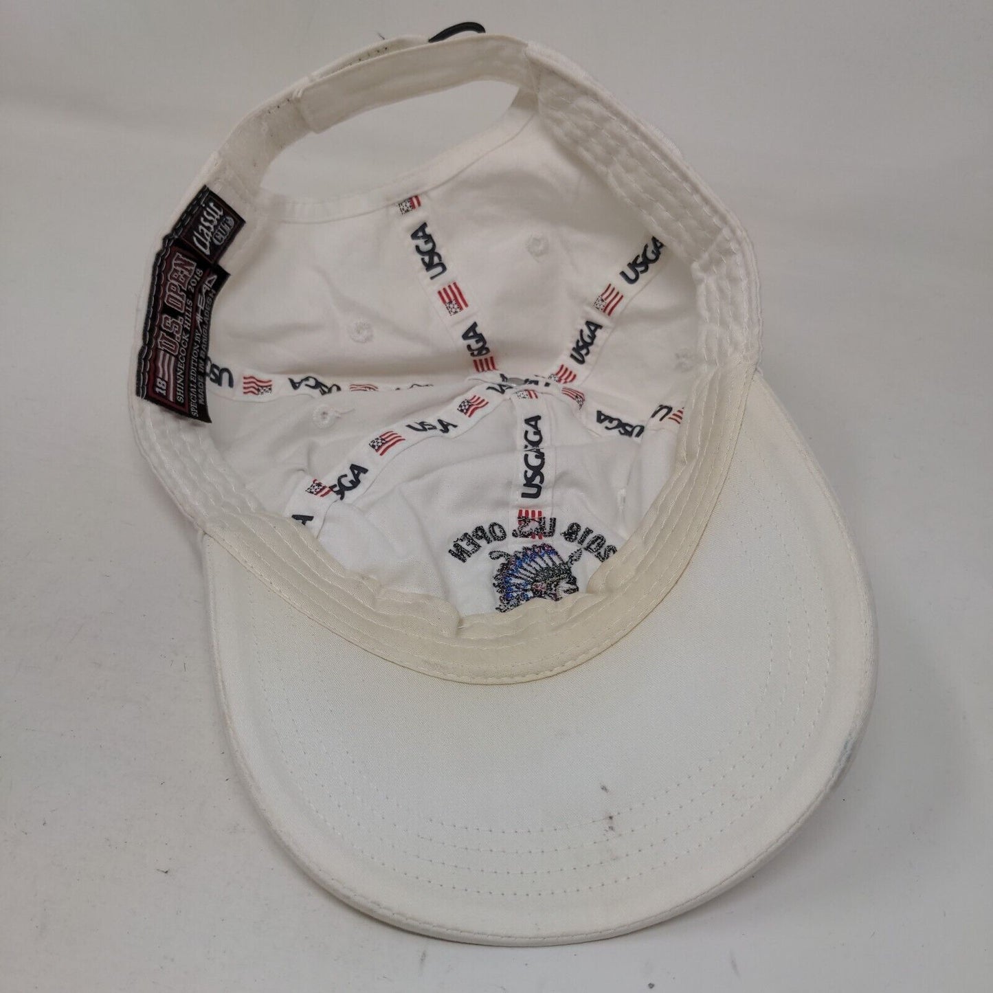 2018 US Open Shinnecock Hills Strapback Hat White Classic Cut Embroidered