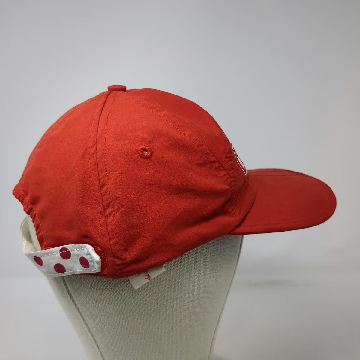 Champion Baseball Cap Red One Size Polka Dot Strapback Polyester Hat Logo Oval