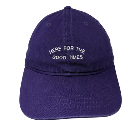 Here For The Good Times Slideback Hat Purple OSFM Adjustable Embroidered OC
