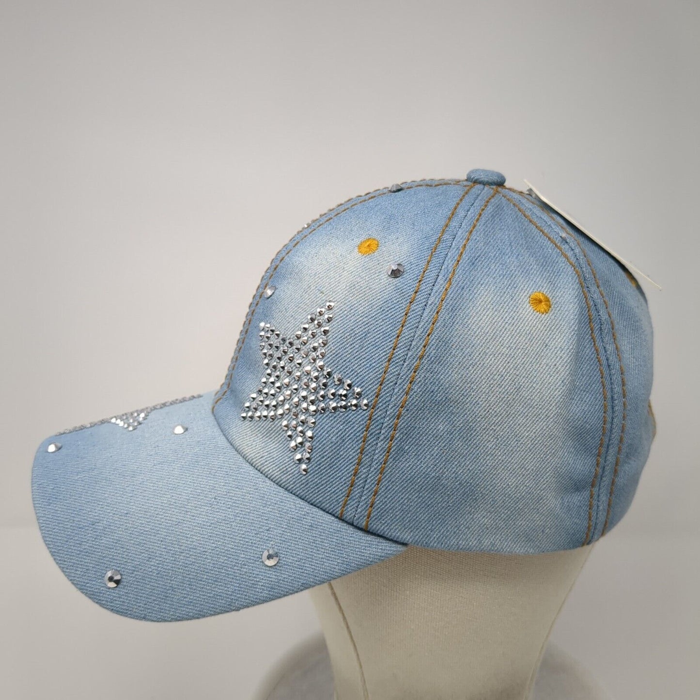 Bedazzled Star Slideback Hat Blue OS Adjustable Rhinestone W/Tags Von Boyage