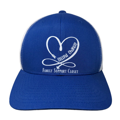 Second Chance Family Support Closet Snapback Hat One Size Blue Mesh Back