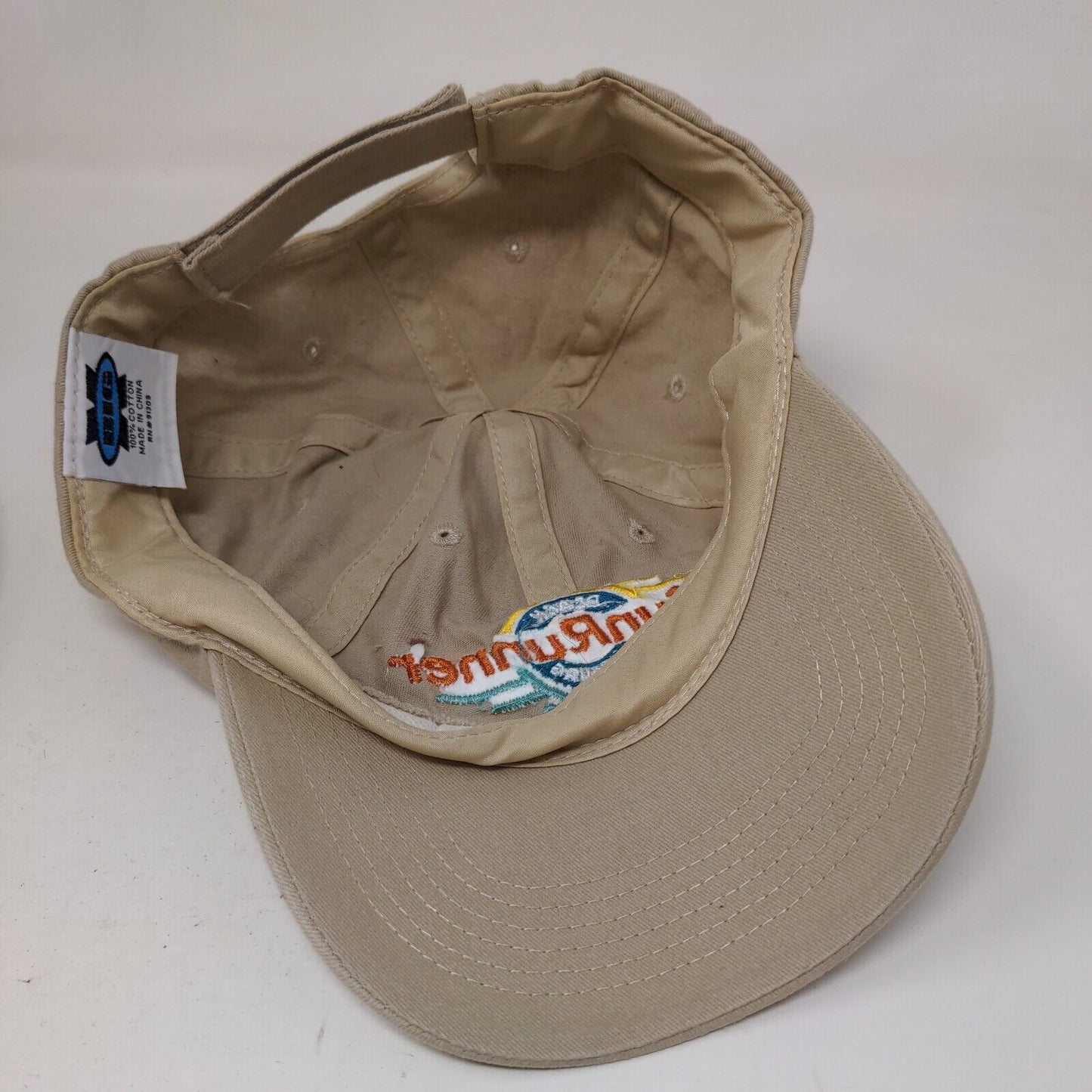 Beach To Burg SunRunner Strapback Hat Tan One Size Embroidered Big X