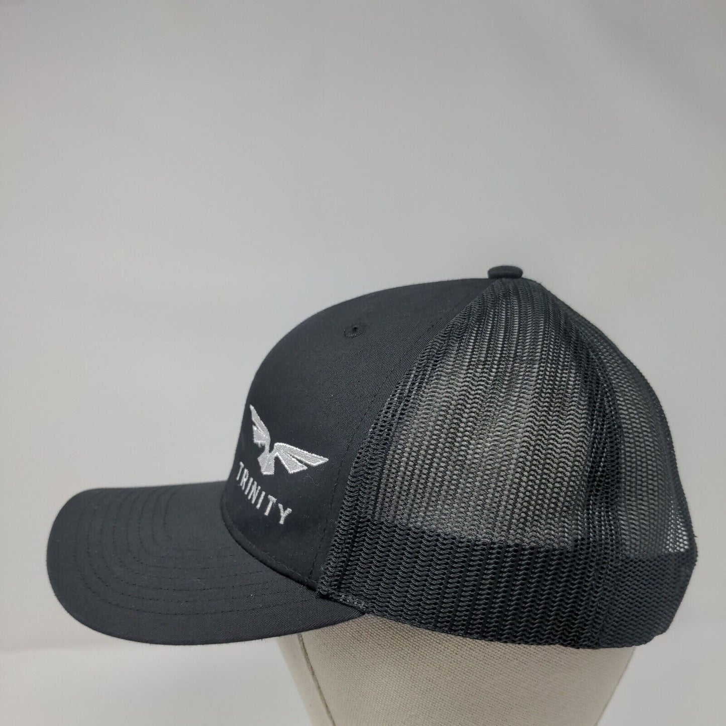 Trinity Snapback Trucker Hat Black One Size Adjustable Mesh Back Richardson